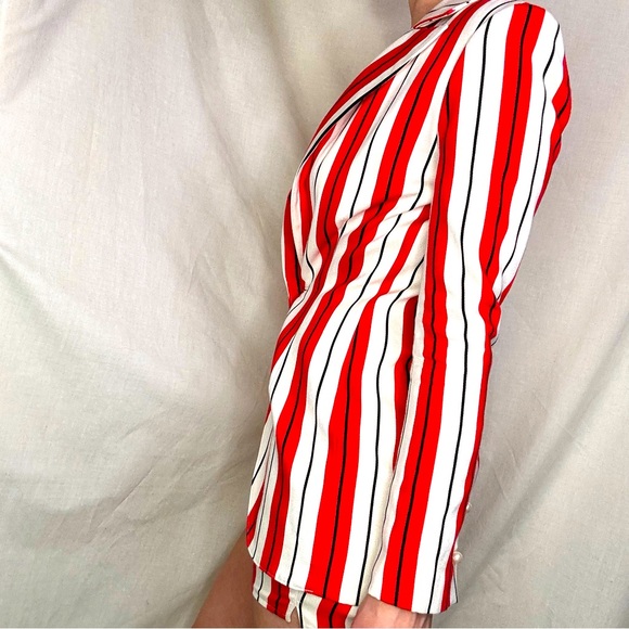 Zang Toi Red and White Striped Blazer and Short Set, Cashmere, NWOT, fits size 0 - Picture 11 of 14